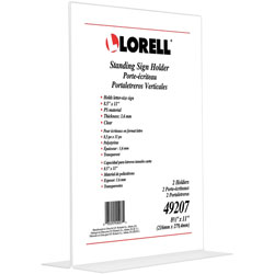 Lorell T-base Standing Sign Holder, Support 8.50 in x 11 in Media, Acrylic, 1 Pack, Clear