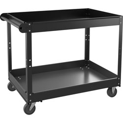 Lorell Utility Cart, 2-Shelf, 24 inWx36 inLx32 inH, Black