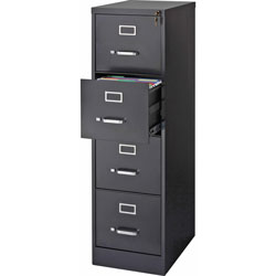 Lorell Vertical File, 22 in Deep, Comm, 4-Drawer, 15 in x 22 in x 52 in, BK