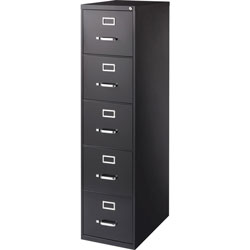 Lorell Vertical File, 5-Drawer, Letter, 15 in x 26-1/2 in x 61 in, Black