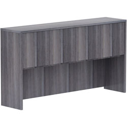 Lorell Weathered Charcoal Laminate Desking, 66 in x 15 in x 36 in, Drawer(s)4 Door(s), Material: Polyvinyl Chloride (PVC) Edge, Finish: Weathered Charcoal Laminate
