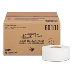 Marcal 100% Recycled Bathroom Tissue, Septic Safe, 2-Ply, White, 3.3 x 1000 ft, 12 Rolls/Carton