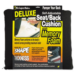Master Caster Deluxe Seat/Back Cushion with Memory Foam, 17w x 2.75d x 17.5h, Black