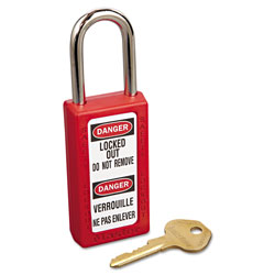 Master Lock Company Lightweight Zenex Safety Lockout Padlock, 1 1/2 in Wide, Red, 2 Keys, 6/Box