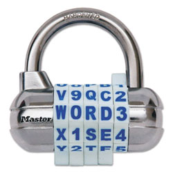 Master Lock Company Password Plus Combination Lock, Hardened Steel Shackle, 2 1/2 in Wide, Silver