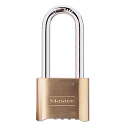 Master Lock Company Resettable Combination Padlock, Brass, 2 in Wide, Brass Color, 6/Box
