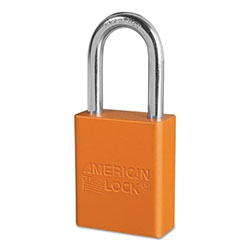 Master Lock Company Solid Aluminum Padlock, 1/4 in dia, 1-1/2 in L x 3/4 in W, Orange