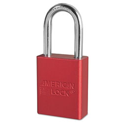 Master Lock Company Solid Aluminum Padlock, 1/4 in dia, 1-1/2 in L x 3/4 in W, Red