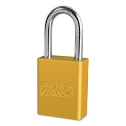 Master Lock Company Solid Aluminum Padlock, 1/4 in dia, 1-1/2 in L x 3/4 in W, Yellow