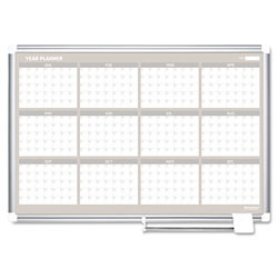 MasterVision™ 12 Month Year Planner, 36x24, Aluminum Frame