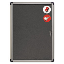 MasterVision™ Slim-Line Enclosed Fabric Bulletin Board, 28 x 38, Aluminum Case
