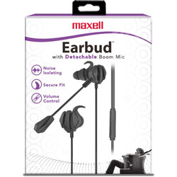 Maxell Stereo Earbuds - Stereo - Mini-phone (3.5mm) - Wired/Wireless - Bluetooth - Earbud - Binaural - In-ear - Black