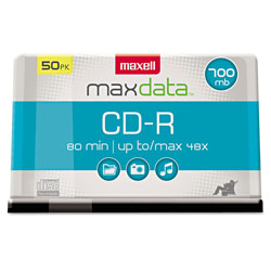 Maxell CD-R Discs, 700MB/80min, 48x, Spindle, Silver, 50/Pack (MAX648250)