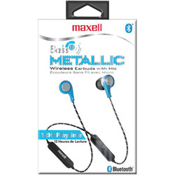 Maxell Earbuds, Wireless, 1 inWx3-1/2 inLx5-1/2 inH, Blue