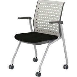 Mayline Thesis Training Chair w/Static Back and Arms, Max 250 lb, 18 in High Black Seat,Gray Back/Base,2/CT,Ships in 1-3 Business Days