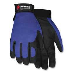 MCR Safety Clarino Synthetic Leather Palm Mechanics Gloves, Blue/Black, X-Large