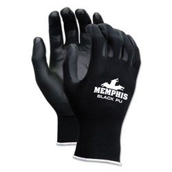 MCR Safety Economy PU Coated Work Gloves, Black, X-Large, 1 Dozen