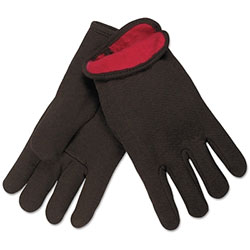 MCR Safety Fleece-Lined Jersey Gloves, Large, Brown/Red