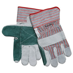 MCR Safety Industrial Standard Shoulder Split Gloves, X-Large, Leather, Gray w/Red Stripes