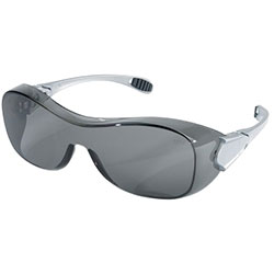 MCR Safety Law OTG Protective Eyewear, Gray Lens, Polycarbonate, Anti-Fog, Silver Frame