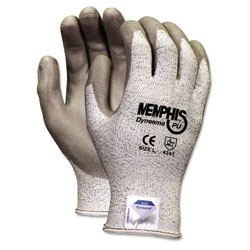 MCR Safety Memphis Dyneema Polyurethane Gloves, Large, White/Gray, Pair (CRW9672L)