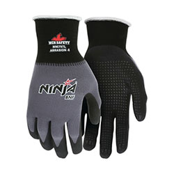 MCR Safety Ninja BNF Gloves, Large, Gray, 12 in, Work