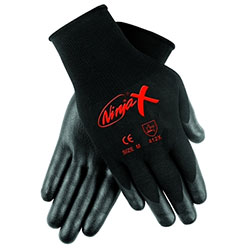 MCR Safety Ninja X Bi-Polymer Coated Palm Gloves, Small, Black