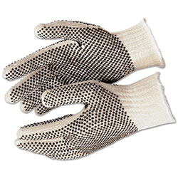 MCR Safety PVC Dot String Knit Gloves, X-Large, Natural, 2 Sided Dots