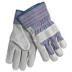 MCR Safety Select Shoulder Split Cow Gloves, X-Large, Blue w/Red Stripes
