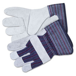 MCR Safety Split Leather Palm Gloves, Large, Gray, Pair (CRW12010L)