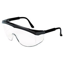 MCR Safety SS1 Series Safety Glasses, Clear Lens, Polycarbonate, Scratch-Resistant, Black Frame