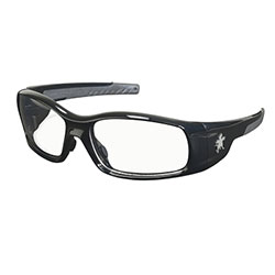 MCR Safety Swagger Safety Glasses, Clear Lens, Duramass Hard Coat, Black Frame