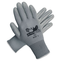 MCR Safety Ultra Tech Tactile Dexterity Work Gloves, White/Gray, Large, 12 Pairs