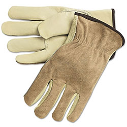 MCR Safety Unlined Drivers Gloves, Cow Grain Leather, XX-Large, Keystone Thumb, Beige/Brown