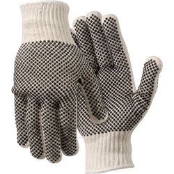 MCR Safety Work Gloves, PVC Dots On Both Sides, Large, White