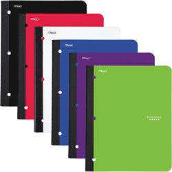 Mead 1-Subject Wireless Notebook w/Pocket, 8-1/2 in x 11 in, College Ruled, Assorted