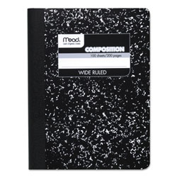 Mead Composition Book, Wide/Legal Rule, Black Cover, 9.75 x 7.5, 100 Sheets (MEA09910)