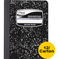 Mead Composition Books, Sewn, 7-1/2 in x 9-3/4 in, 12/CT, Black Marble