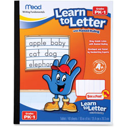 Mead Learn To Letter, See and Feel, Raised Ruling, 40 Sheets/BK, AST