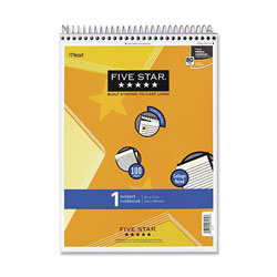 Mead Note Pad, Wirebound, 1-Sub., Cllge Rld, 100 Sh, 8-1/2 in x 11 in, Asst.