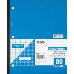 Mead Wireless Neatbook, 1-Sub, Quad Rule, 11" x 8-1/2" 80 Shts, WE