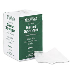 Medline Caring Woven Gauze Sponges, 4 x 4, Non-sterile, 8-Ply, 200/Pack (MIIPRM21408C)