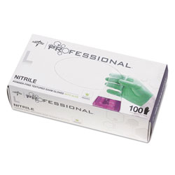 Medline Professional Nitrile Exam Gloves with Aloe, Large, Green, 100/Box