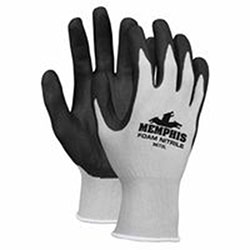 Memphis Glove Foam Nitrile Gloves, Large, Black/Gray