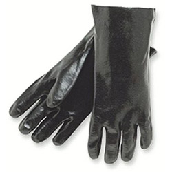 Memphis Glove Single Dipped PVC Gloves, Smooth, Interlock Lined, 12" Long, Large, BK, 12 Pairs