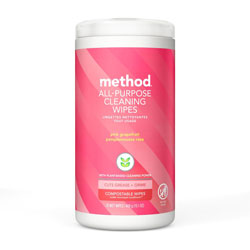 Method Products All-purpose Cleaning Wipes - Ready-To-Use Wipe - Pink Grapefruit Scent - 70 / Tub
