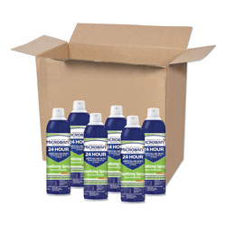 Microban 24 Hour Disinfectant Aerosol Sanitizing Spray, 15 oz. Spray Bottle, 6/Case