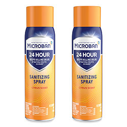Microban 24-Hour Disinfecting Sanitizing Spray, Citrus Scent, 15 oz Aerosol Spray, 2/Pack