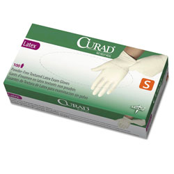 Curad Latex Exam Gloves, Powder-Free, Small, 100/Box