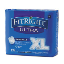 Medline FitRight Ultra Protective Underwear, X-Large, 56 in to 68 in Waist, 20/Pack